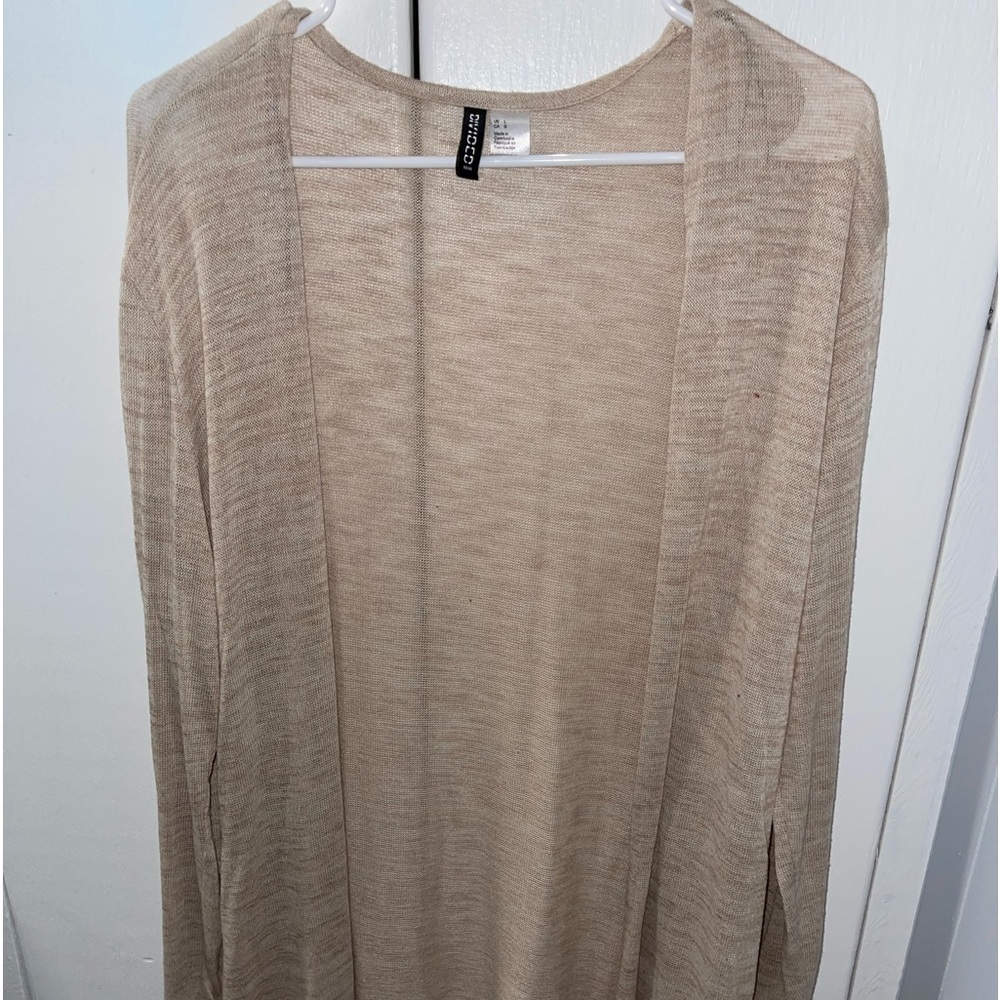 h&m long cream cardigan